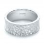 14k White Gold 14k White Gold Custom Hammered And Brushed Men's Wedding Band - Flat View -  103285 - Thumbnail