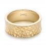 18k Yellow Gold 18k Yellow Gold Custom Hammered And Brushed Men's Wedding Band - Flat View -  103285 - Thumbnail