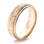 18k Rose Gold 18k Rose Gold Custom Hand Engraved Band - Three-Quarter View -  1411 - Thumbnail