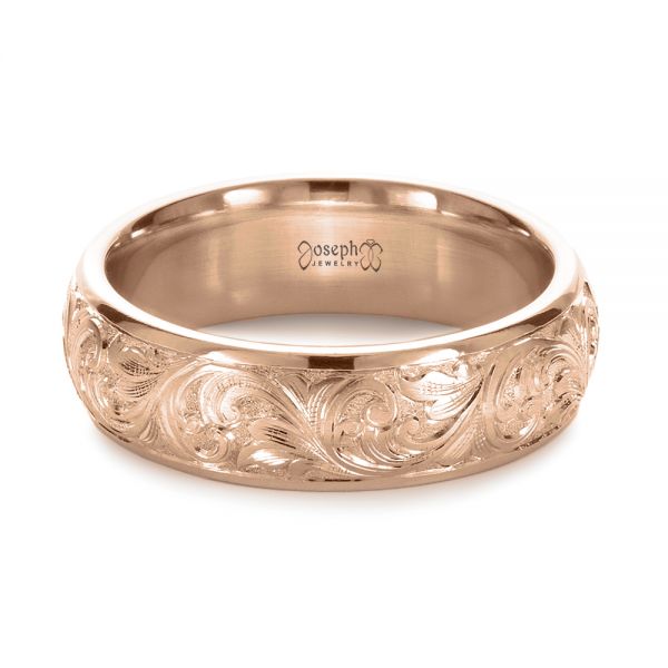 14k Rose Gold 14k Rose Gold Custom Hand Engraved Band - Flat View - 1376