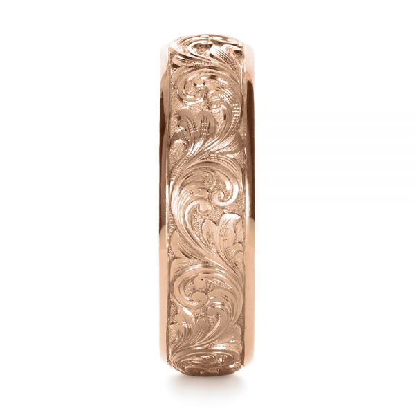 14k Rose Gold 14k Rose Gold Custom Hand Engraved Band - Side View - 1376
