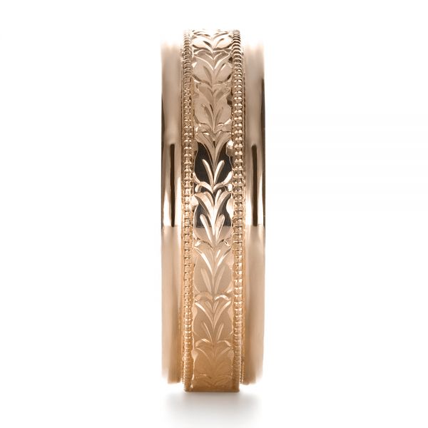 18k Rose Gold 18k Rose Gold Custom Hand Engraved Band - Side View - 1411