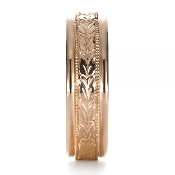 18k Rose Gold 18k Rose Gold Custom Hand Engraved Band - Side View -  1411