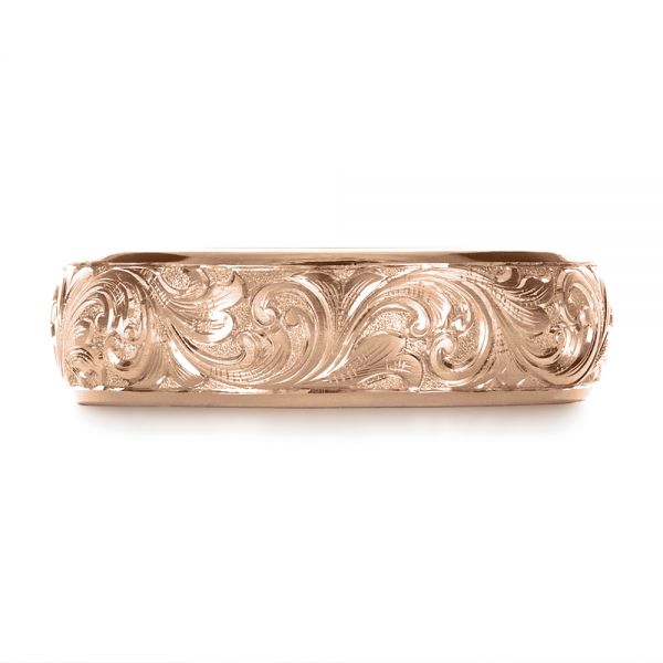 18k Rose Gold 18k Rose Gold Custom Hand Engraved Band - Top View -  1376