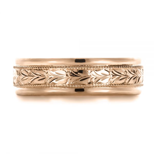 18k Rose Gold 18k Rose Gold Custom Hand Engraved Band - Top View - 1411