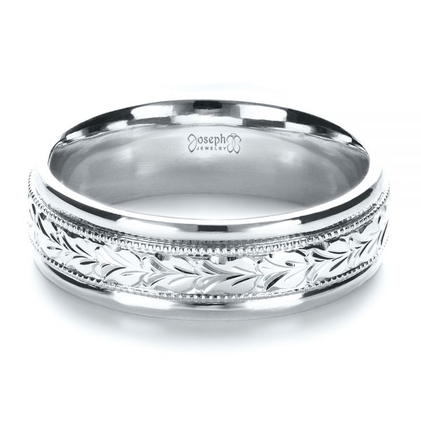 Platinum Platinum Custom Hand Engraved Band - Flat View - 1411