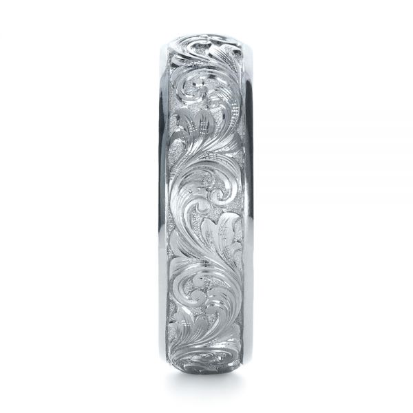  Platinum Custom Hand Engraved Band - Side View -  1376