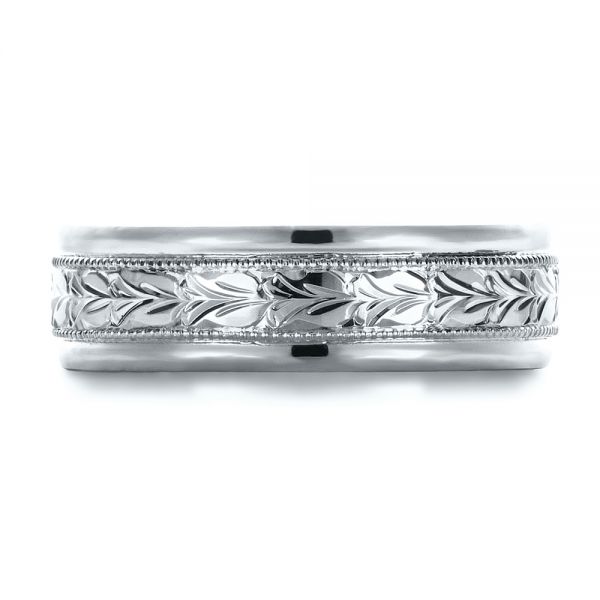 Platinum Platinum Custom Hand Engraved Band - Top View - 1411