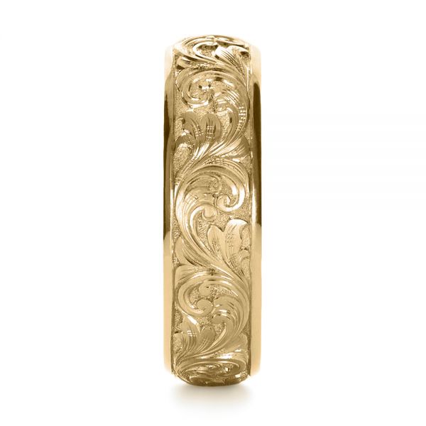 14k Yellow Gold 14k Yellow Gold Custom Hand Engraved Band - Side View - 1376