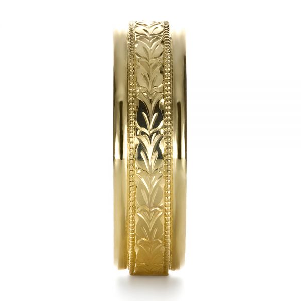 14k Yellow Gold 14k Yellow Gold Custom Hand Engraved Band - Side View -  1411