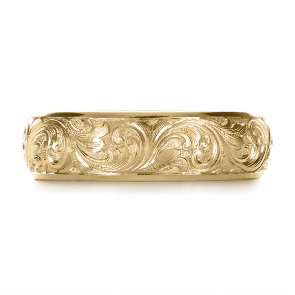 14k Yellow Gold 14k Yellow Gold Custom Hand Engraved Band - Top View - 1376