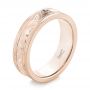 14k Rose Gold 14k Rose Gold Custom Hand Engraved Blue Sapphire Men's Band - Three-Quarter View -  104825 - Thumbnail