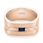 14k Rose Gold 14k Rose Gold Custom Hand Engraved Blue Sapphire Men's Band - Flat View -  102998 - Thumbnail