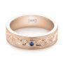 18k Rose Gold 18k Rose Gold Custom Hand Engraved Blue Sapphire Men's Band - Flat View -  104825 - Thumbnail