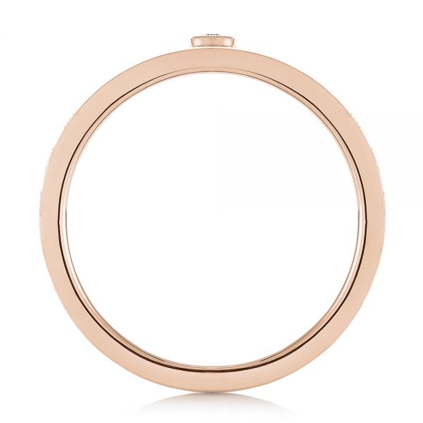 14k Rose Gold 14k Rose Gold Custom Hand Engraved Blue Sapphire Men's Band - Front View - 104825