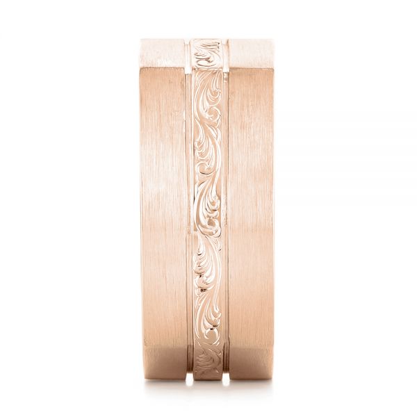 14k Rose Gold 14k Rose Gold Custom Hand Engraved Blue Sapphire Men's Band - Side View - 102998
