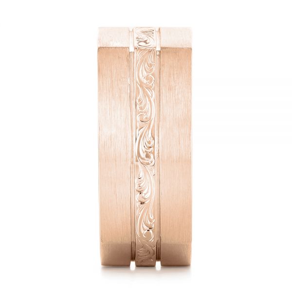 14k Rose Gold 14k Rose Gold Custom Hand Engraved Blue Sapphire Men's Band - Side View -  102998