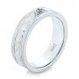 18k White Gold 18k White Gold Custom Hand Engraved Blue Sapphire Men's Band - Three-Quarter View -  104825 - Thumbnail