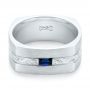  Platinum Platinum Custom Hand Engraved Blue Sapphire Men's Band - Flat View -  102998 - Thumbnail