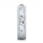  Platinum Custom Hand Engraved Blue Sapphire Men's Band - Side View -  104825 - Thumbnail
