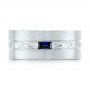  Platinum Platinum Custom Hand Engraved Blue Sapphire Men's Band - Top View -  102998 - Thumbnail