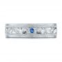  Platinum Custom Hand Engraved Blue Sapphire Men's Band - Top View -  104825 - Thumbnail