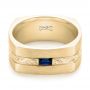 14k Yellow Gold 14k Yellow Gold Custom Hand Engraved Blue Sapphire Men's Band - Flat View -  102998 - Thumbnail