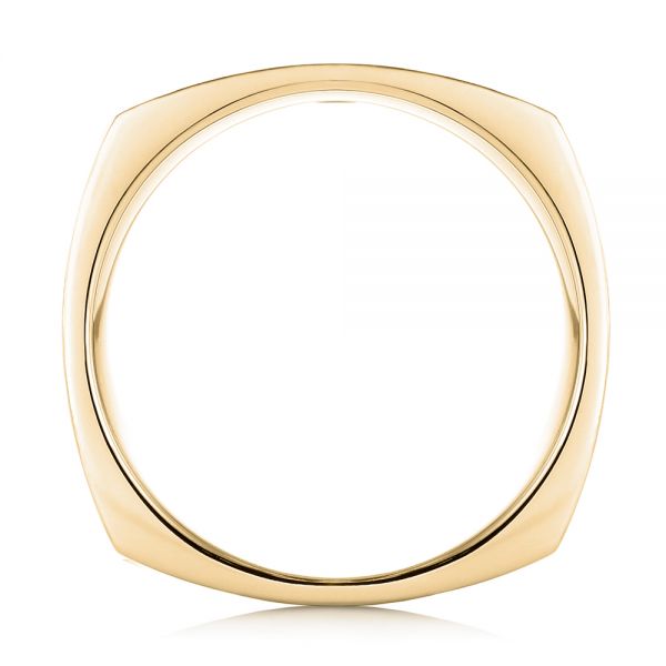 18k Yellow Gold 18k Yellow Gold Custom Hand Engraved Blue Sapphire Men's Band - Front View - 102998