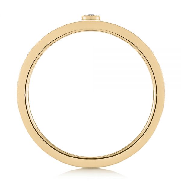 18k Yellow Gold 18k Yellow Gold Custom Hand Engraved Blue Sapphire Men's Band - Front View - 104825