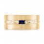 14k Yellow Gold 14k Yellow Gold Custom Hand Engraved Blue Sapphire Men's Band - Top View -  102998 - Thumbnail