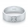 18k White Gold 18k White Gold Custom Hand Engraved Brushed Men's Wedding Band - Flat View -  103449 - Thumbnail