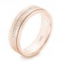 18k Rose Gold 18k Rose Gold Custom Hand Engraved Diamond Men's Band - Three-Quarter View -  102977 - Thumbnail