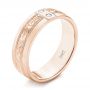 14k Rose Gold 14k Rose Gold Custom Hand Engraved Diamond Men's Band - Three-Quarter View -  103598 - Thumbnail