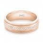 14k Rose Gold 14k Rose Gold Custom Hand Engraved Diamond Men's Band - Flat View -  102977 - Thumbnail