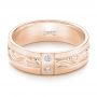 14k Rose Gold 14k Rose Gold Custom Hand Engraved Diamond Men's Band - Flat View -  103598 - Thumbnail