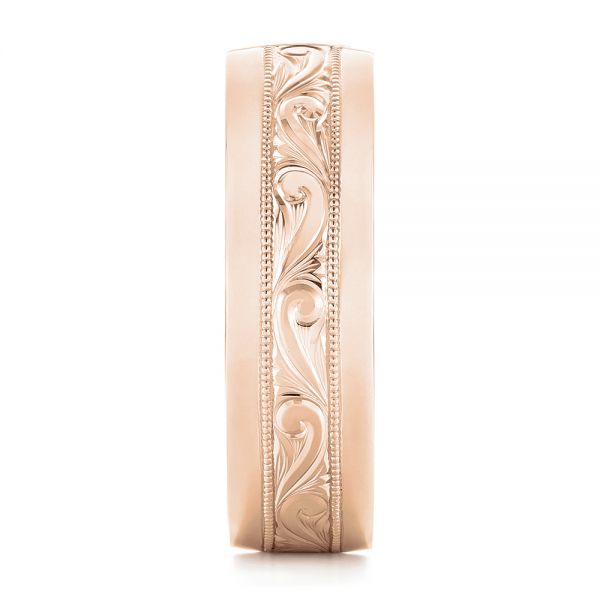 14k Rose Gold 14k Rose Gold Custom Hand Engraved Diamond Men's Band - Side View -  103598