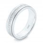 14k White Gold Custom Hand Engraved Diamond Men's Band - Three-Quarter View -  102977 - Thumbnail