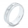 14k White Gold 14k White Gold Custom Hand Engraved Diamond Men's Band - Three-Quarter View -  103598 - Thumbnail