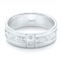 18k White Gold 18k White Gold Custom Hand Engraved Diamond Men's Band - Flat View -  103598 - Thumbnail