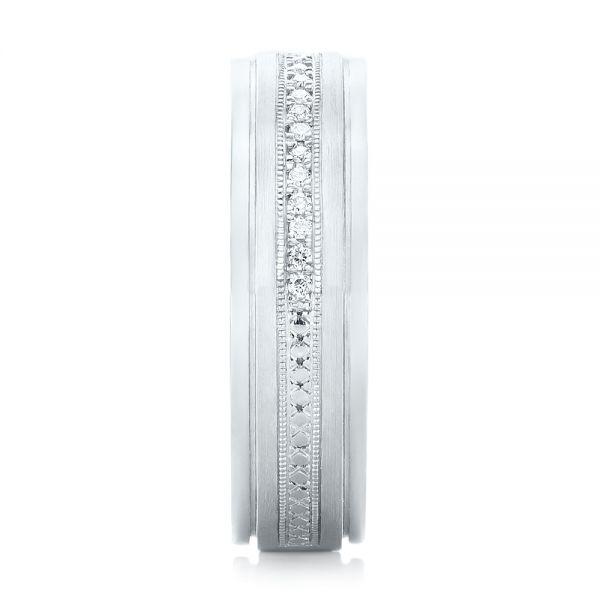  Platinum Platinum Custom Hand Engraved Diamond Men's Band - Side View -  102977