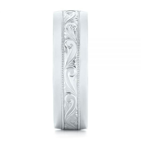  Platinum Custom Hand Engraved Diamond Men's Band - Side View -  103598