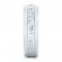 18k White Gold 18k White Gold Custom Hand Engraved Diamond Men's Band - Side View -  103598 - Thumbnail