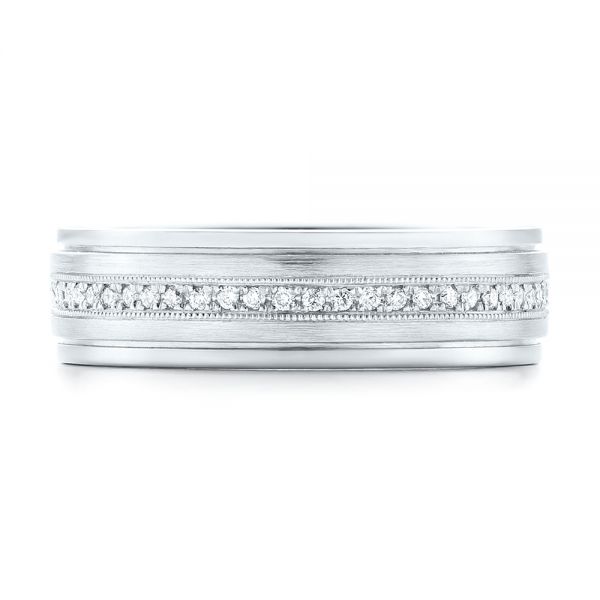  Platinum Platinum Custom Hand Engraved Diamond Men's Band - Top View -  102977