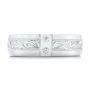  Platinum Custom Hand Engraved Diamond Men's Band - Top View -  103598 - Thumbnail