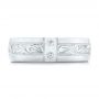 18k White Gold 18k White Gold Custom Hand Engraved Diamond Men's Band - Top View -  103598 - Thumbnail