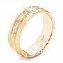 18k Yellow Gold 18k Yellow Gold Custom Hand Engraved Diamond Men's Band - Three-Quarter View -  103598 - Thumbnail