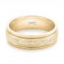 14k Yellow Gold 14k Yellow Gold Custom Hand Engraved Diamond Men's Band - Flat View -  102977 - Thumbnail