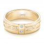 14k Yellow Gold 14k Yellow Gold Custom Hand Engraved Diamond Men's Band - Flat View -  103598 - Thumbnail