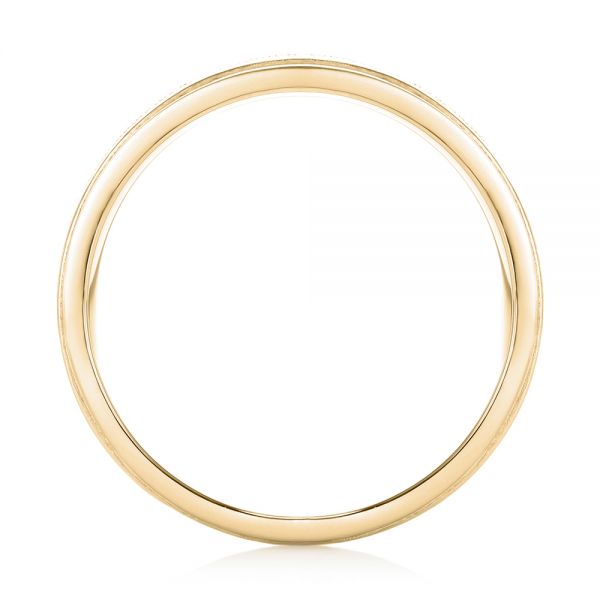 14k Yellow Gold 14k Yellow Gold Custom Hand Engraved Diamond Men's Band - Front View - 102977