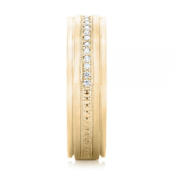 14k Yellow Gold 14k Yellow Gold Custom Hand Engraved Diamond Men's Band - Side View - 102977